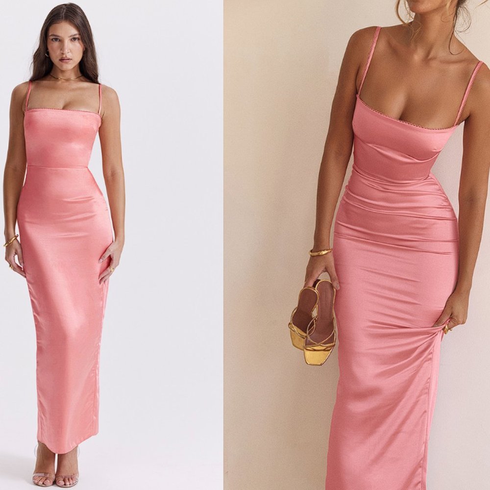 HOUSE OF CB 'Costanza' Bright Peach Maxi Dress NWOT